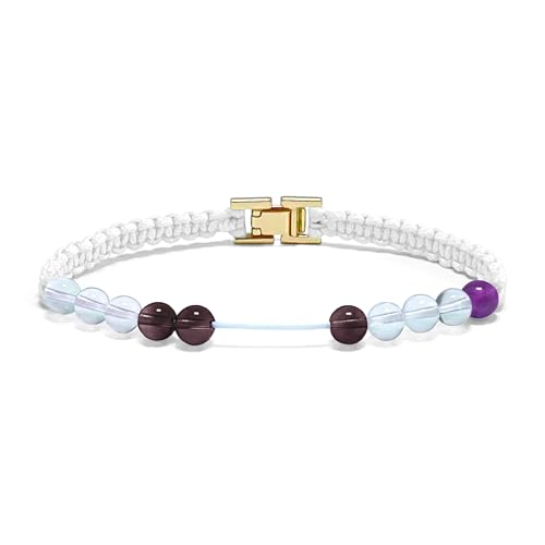 Watch Clasp Golf Stroke Counter Bracelet | Handmade Jewelry Durable Military Paracord | Scorekeeper Accessory for Golfers | 10 Color-Coded and 6mm Crystal Beads | Unique Holiday Gift for Men Women - color: White(8 In/Suitable for Men)