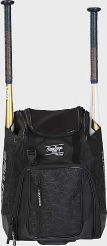 Rawlings | FRANCHISE Backpack Equipment Bag | Baseball/Softball | Rec/Travel | Multiple Styles - color: Black/Black