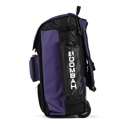 Boombah Catchers Superpack Hybrid Rolling Bat Bag - Multiple Colors - Wheeled & Backpack Version - color: Black/Purple