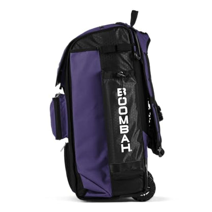 Boombah Catchers Superpack Hybrid Rolling Bat Bag - Multiple Colors - Wheeled & Backpack Version - color: Black/Purple