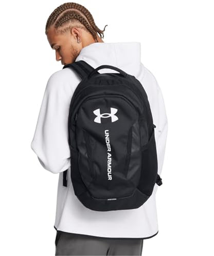 Under Armour Unisex-Adult Hustle 6.0 Backpack - Mens and Womens, (002) Black/Black/White, One Size Fits Most - color: (002) Black / Black / White, size: One Size