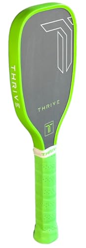 Thrive Pickleball Training Paddle Kit - Includes Trainer Paddle, 3 Fast Hands Mini Pickleballs & Paddle Eraser - T-700 Carbon Fiber, Extra Long Handle, 16mm Core - color: NEON GREEN