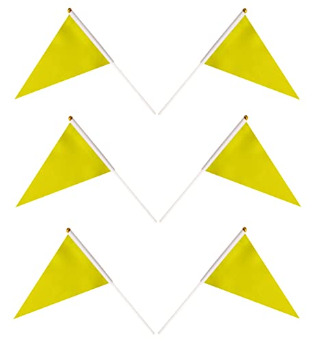50 Pack Yellow Pennant Small Mini Flags On Sticks,Hand Held Solid Yellow Pennant DIY Graffiti Flag,Party Events Celebration,School,Grand Opening,Kids Birthday,Sports Clubs,Flower Pot - color: yellow