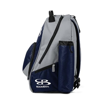 Boombah Tyro Baseball/Softball Bat Backpack - 20" x 15" x 10" - Holds 2 Bats up to Barrel Size of 2-5/8" - color: Gray/Navy_C23