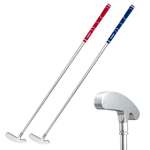 FUNGREEN Golf 2PCS/Pack Two-Way Putter Club for Right or Left Handed Golfers Foldable Alloy Rod Head Adults Golf Putter - 34" Length - color: Blue and Red