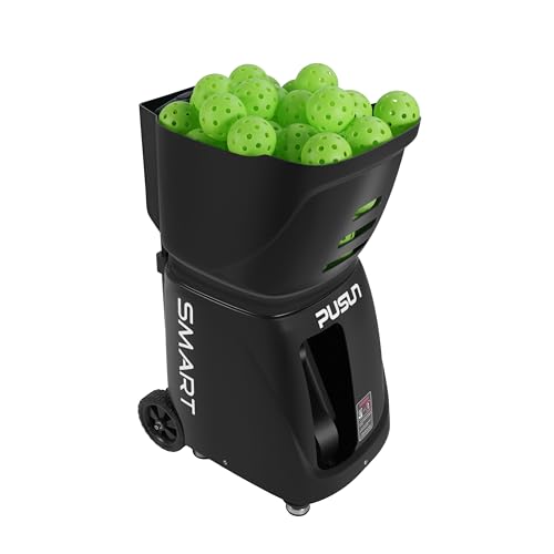 Smart Pickleball Machine with App & Remote Control, External Oscillation, 28 Landing Points, 10 Training Modes, 12-75 MPH, 85+ Ball Capacity, 4-6H Battery - color: Black