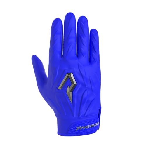 Phenom Elite Quantum Fierce Padded Football Gloves – Team Color | Lightweight, Protective Receiver Gloves for Kids - color: Royal Blue, size: Youth X-Small