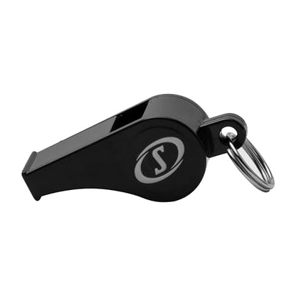 Spalding Sports Whistle with Lanyard | Ideal for Coaches, Referees & Officials | Available in Plastic or Metal - color: Plastic - 1 Pack - Black