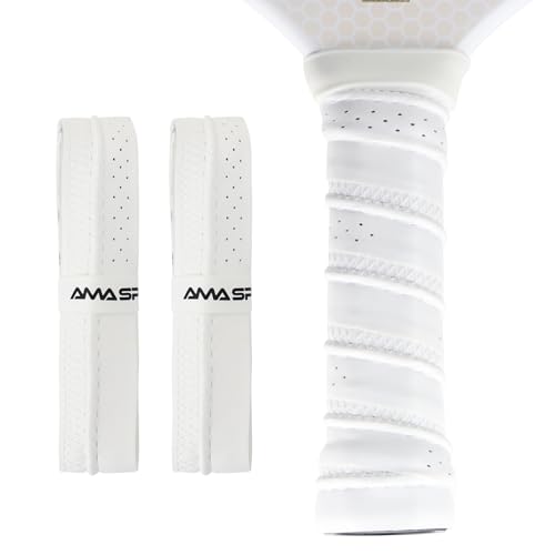 AMA SPORT Pickleball Paddle Grip Tape 2 Pack Pickleball Overgrip Replacement Grip Wrap for Pickleball Rackets Anti-Slip Grip Ridge Easy Installation and Long-Lasting Performance - color: White