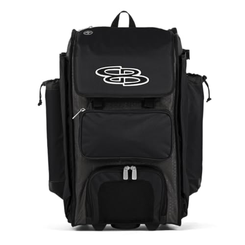 Boombah Rolling Catcher's Superpack Baseball/Softball Gear Bag - 23-1/2" x 13-1/2" x 9-1/2" - Multiple Colors - Telescopic Handle and Holds 4 Bats - Wheeled Version