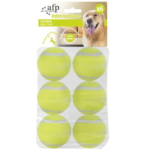 ALL FOR PAWS Dog Tennis Balls for Dogs, Great for Mini Ball Launcher, 6 Pack 2 Inch Tennis Balls - size: 2 Inch
