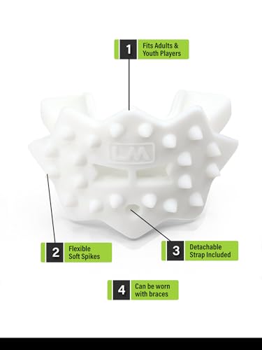 Loudmouth Football Mouth Guard - 3D SpikeSurge Football Mouthpiece with Strap, Fits Adult & Youth, Mouth Guard Football Accessories (White) - color: White