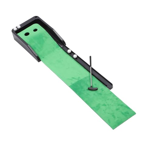Asixxsix Golf Putting Mat with Automatic Ball Return for Indoor Practice, Green Velvet Exterior Non Slip Rubber Base