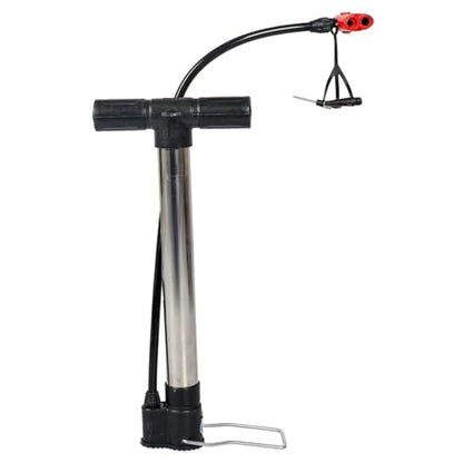 High Pressure Bike Floor Pump with Gauge – Universal Bicycle Tire Inflator, Dual Presta & Schrader Valves, for Road, Mountain & Kids Bikes, Includes Ball Needle & Inflatable Nozzles