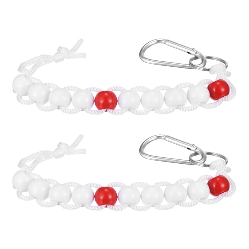 Golf Beads Counter, Golf Ball Beads Bracelet Count Stroke Score Acrylic Sports Keeper Putting with Hook for Golfer - color: Red 2/ White 8