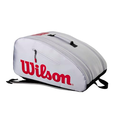 WILSON Super Tour Pickleball Bag - Holds up to 3 Paddles, Grey/Red/Black