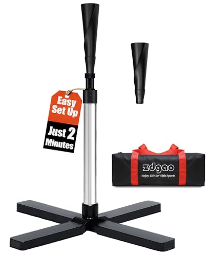 TARUMG Portable Batting Tee for Baseball/Softball, Height Adjustment from 25-47 inches, Heavy Duty Baseball Tee with Detachable Rubber Top, Easy Assembly Hitting Tee for Kids/Youth/Adults - style: Silver 25‘’-37‘’