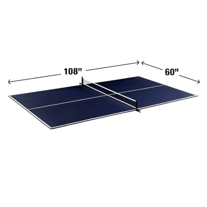 Indoor Official Size 4-Piece Table Tennis Conversion Top, Foldable Ping Pong Tabletop with Clamp-Style Net & Post, EVA Foam Padding, Easy Fold-Up Storage & Durable Double-Sided PVC Surface