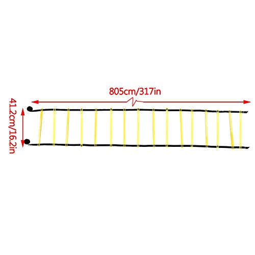 Agility Ladder Speed Ladder Training, 16 Rung Adjustable Flat Plastic Rungs with Durable Nylon Straps for Football Rugby Tennis Baseball Sports - color: Yellow
