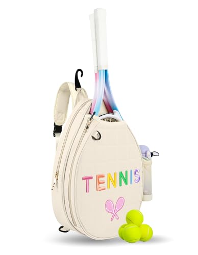 NZNDB Tennis Bags for Women Girl, Tennis Sling Crossbody Backpack, Water Resistant Tennis Bag for Pickleball, Tennis, Racketball - color: White
