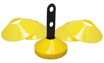 BlueDot Trading High Visibility Disc Cones - 100-Pack Lightweight Plastic Sports Cones for Agility Training, Soccer, Football, Speed Drills, Field Markers for Adults & Kids, Yellow