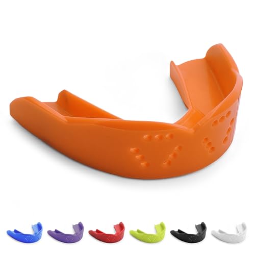 SISU 3D Mouthguard - Pre-Formed, Easy Fit Protection for Lacrosse, Football, Hockey, Team Sports - Remoldable Up to 20 Times - Non Toxic - color: Athletic Orange, size: Adult (over 5' tall)