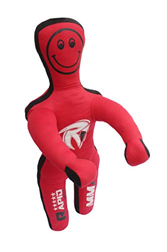 Kids Jiu Jitsu Grappling Dummy Kick Throwing Boxing Practice Dummies for Youth (4 FT 48 in) UNFILLED, None, Red and Black