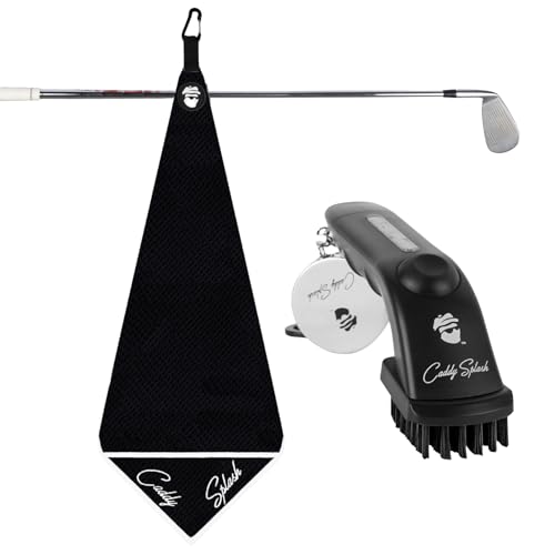 Golf Club Water Brush PRO + Golf Pocket Mag Towel - Black Bundle