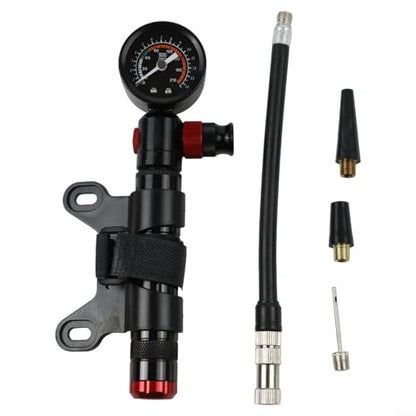 Aluminum Alloy Bike Pump with Gauge, Portable CK2 Inflator for Mountain Road Bikes, Dual Valve, Ball Needle Included for
