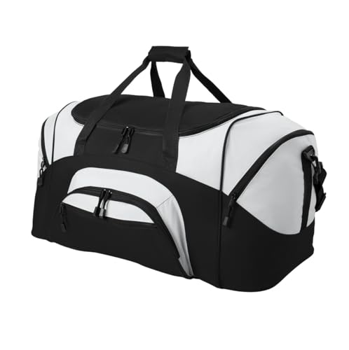Personalized Large Duffel Bag, Football, Soccer, Basketball, Baseball Duffle Bag, Athlete Gift, Sport Bag, Embroidered Name, Black/Grey - color: Black/Grey