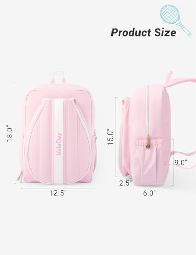 Quilted Tennis Bag for Women Men- Large Tennis Backpack Holds 2 Rackets with Ventilated Shoe Compartment & Wet Pocket - color: Pink