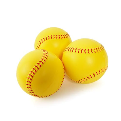 GKK 12 inch Foam Training Softballs, Yellow with Red Spray Lines 4-Pack Hitting Practice, Suitable for Girls, Practice Throwing, Safe for Soft Materials
