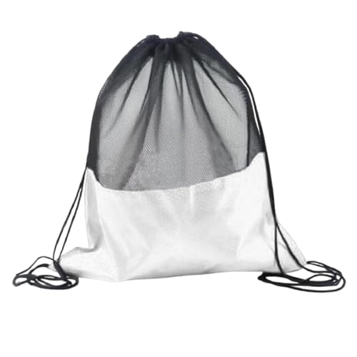 Basketball Drawstring Backpack Mesh Ball Bag Oxford Cloth Shoulder Bag Comfortable Design Suitable for gym sports travel entertainment - color: White