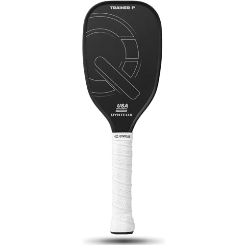 Pickleball Training Paddle -USAPA Approved Pickleball Trainer Practice Paddle,Carbon Fiber Particle Paint Frosted Surface, Extra Long Handle,16mm Core Sports Sweet Spot Training Racket - color: BLACK