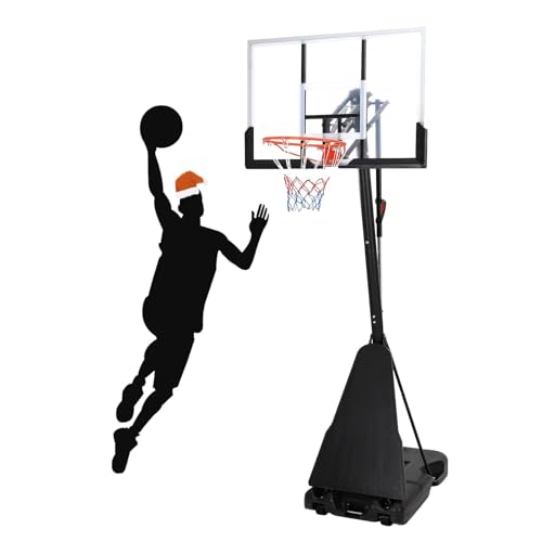 GarveeLife Basketball Hoop Outdoor 5.2-10 ft Portable, 47 in Shatterproof Backboard & Rebound Plate & Quick Adjustable Basketball Goal System for Kids/Adults in Swimming Pool/Driveway/Backyard