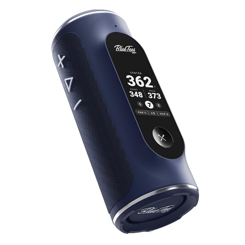 Blue Tees Golf Player+ AI-Powered GPS Speaker - Touchscreen Display, 10+ Hour Battery, 40,000+ Courses, Visual & Audible Distances, Hazard Detection, IPX7 Waterproof (Navy) - color: Navy
