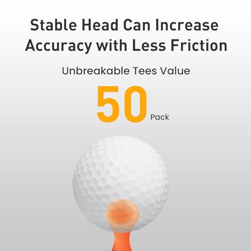 Amy Sport Golf Tees Step Down Plastic Unbreakable 50 Pack Reusable Bulk Professional Height Control Castle Tee for Practice - color: 50 Pack 2 3/4" in Orange