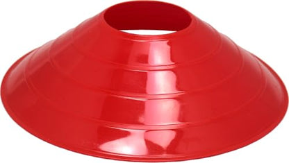 BlueDot Trading Sport Disc Cones High Visibility for Agility Training, Soccer, Football, Field Durable Cone Markers for Adults or Kids (50-Pack), Red