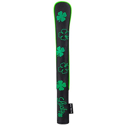 Big Teeth Golf Alignment Stick Covers Training Aid Case Holds 2 Sticks Lucky Clover Pattern - color: Black