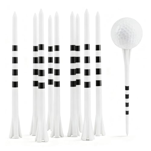 FINGER TEN Extra Long Golf Tees Plastic 4 Inch or 5 Inch Value 50 Pack, Unbreakable & Consistent Height Tees with Reduce Friction, Driving Range Tee Easy to Find in White Pink Green - color: White, size: 5 Inch
