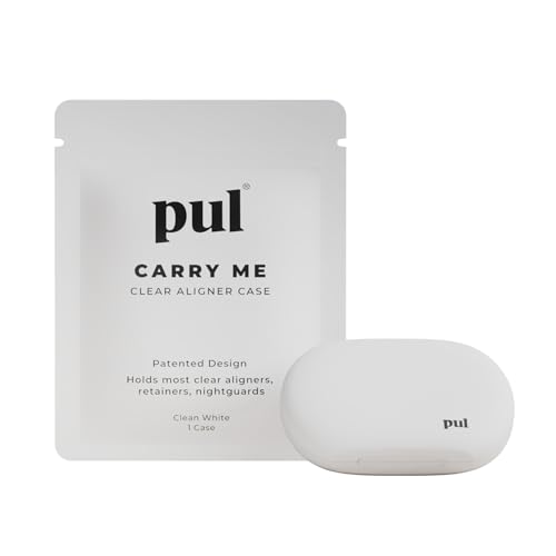 PUL Retainer Case for Invisalign & Clear Aligners - Slim Clear Aligner Case with Secure Magnetic Closure - Travel Retainer Holder for Invisalign Accessories, Mouth Guards & Dentures - White