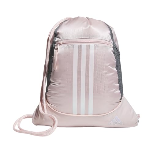 adidas Alliance Sackpack – Drawstring Backpack for Sports, Small Gym Bag - color: Sandy Pink/White/2