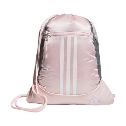 adidas Alliance Sackpack – Drawstring Backpack for Sports, Small Gym Bag - color: Sandy Pink/White/2