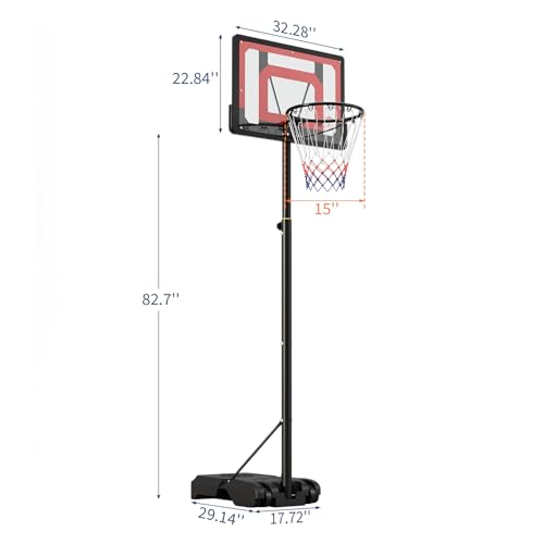 Portable Basketball Hoop Outdoor & Indoor 4.82-8.53ft Height Adjustable, Basketball Hoops & Goals System for Teenagers, Youth, for Backyard, Driveway Play with Stable Enlarged Base - size: 33 inch