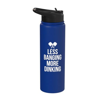 Less Banging More Dinking Pickleball Player Strategy Stainless Steel Insulated Water Bottle - color: Royal Blue