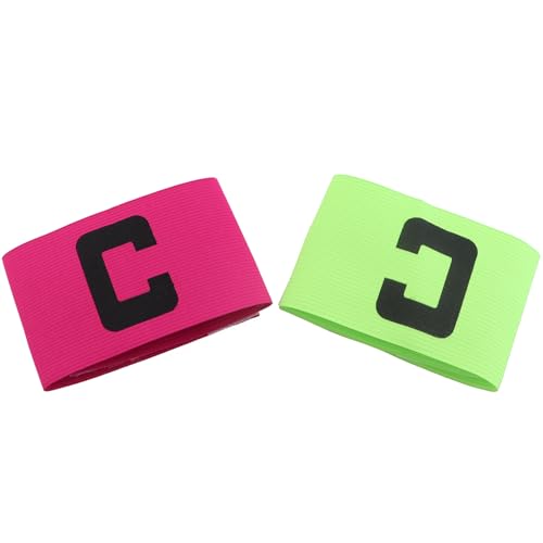 6PCS 31x7cm Football Captain Elastic Armband C Shape Match Group Identification Non Slip Nylon Sleeve Band for Team Training Magenta Olive Green 12.2x2.76in