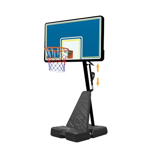 Basketball Hoop Outdoor 8.04-10FT Height Adjustable, Portable Basketball Goal with 44 Inch Shatterproof Backboard, Heavy-Duty Base & Wheels for Youth,Teens,Adults in Backyard,Driveway,Indoor - color: Blue-39" Backboard