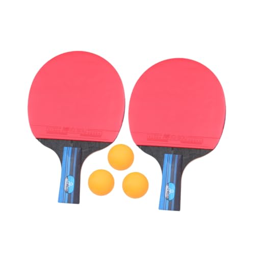 2 Pcs Table Tennis Racket Set Short Handle Pong Paddle Kit with Balls Poplar Rubber for Training Beginners and All Skill Levels