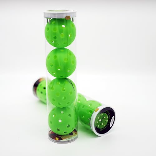 PickleStar Gen 2 Premium LED Pickleball Balls - Next-Generation Glow & Perfectly Balanced Bounce for Advanced Players, Robust and Reliable, 4 Pack with Long-Life Batteries - color: Neon Green