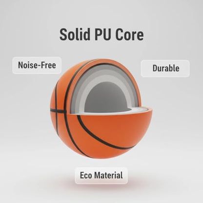 Silent Basketball Size 6 28.5" Airless Indoor Basketball for Training, Perfect for Home Use, Apartment, Gym - Real Feel & Weight 20.5-21oz, 80% Quieter, Girls' Basketball Gifts Brown